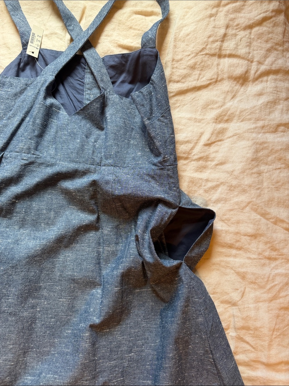 Madewell NWT Classic heathered Chambray Blue Button-Front Sundress with Straps - Picture 4 of 7